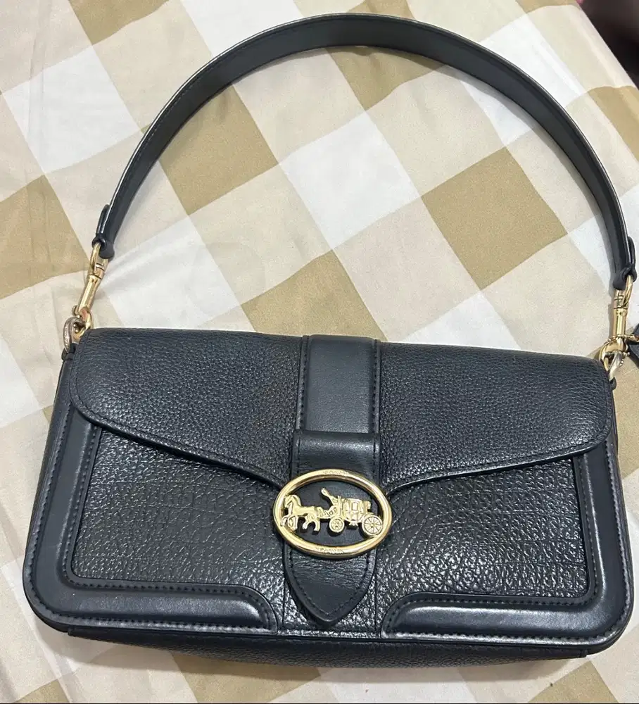 Coach Georgie Shoulder Bag Black Gold - Original Authentic Preloved Mu