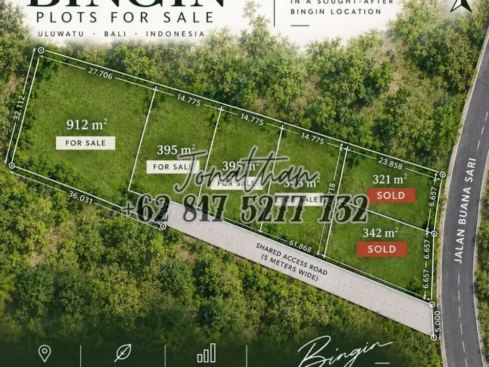DIJUAL TANAH PRIME FREEHOLD ZONA PARIWISATA DI BINGIN ULUWATU