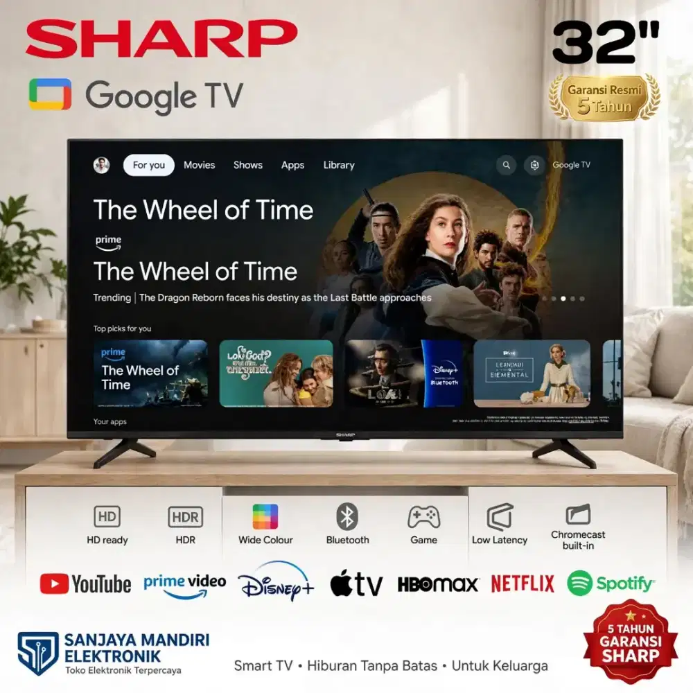 Garansi 5 Tahun! SHARP LED GOOGLE TV 32 Digital TV HD Neflix Youtube