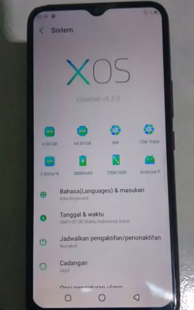 Infinix hot 8 ram 4/64 mines pemakean