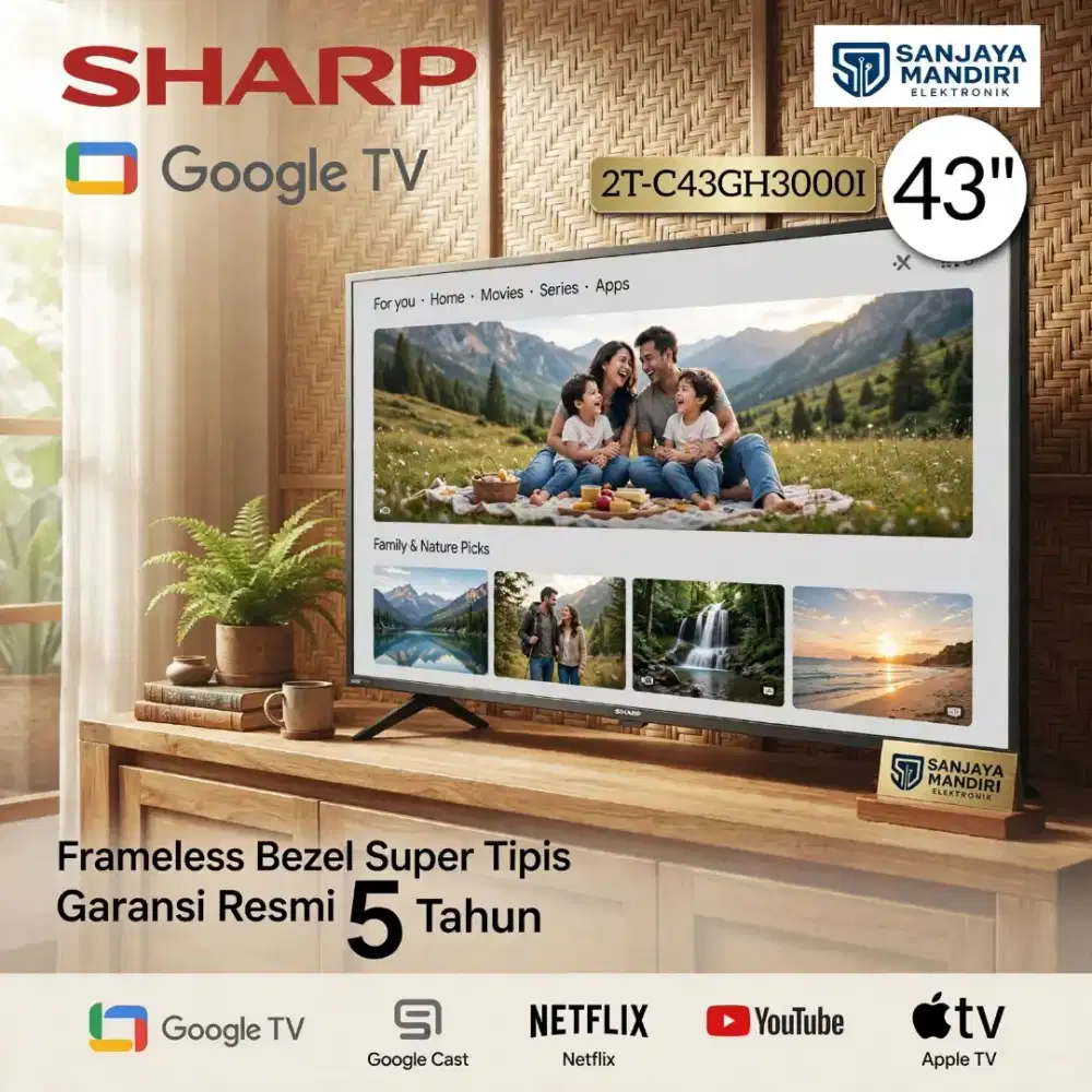 Garansi 5 Tahun! SHARP LED GOOGLE TV 43 Digital TV FHD Neflix Youtube