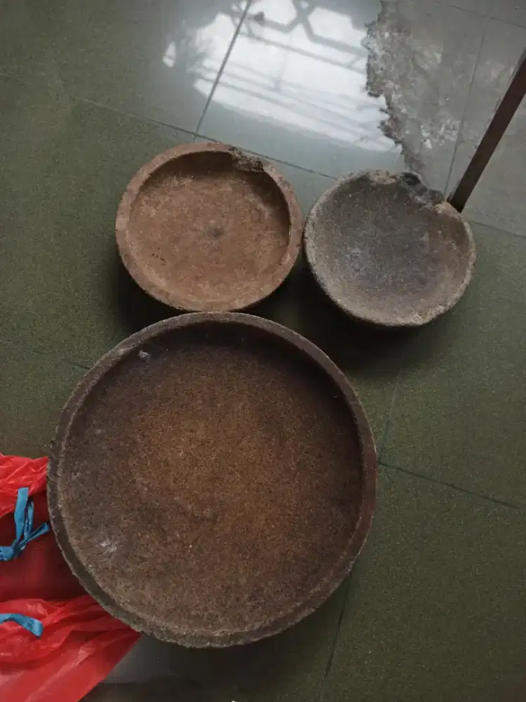 Cobek batu asli berat ukuran jumbo dan sedang
