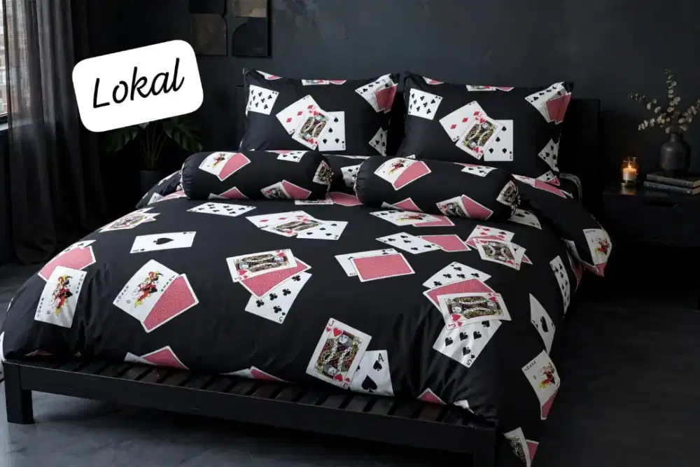 Set sprei katun motif kartu joker