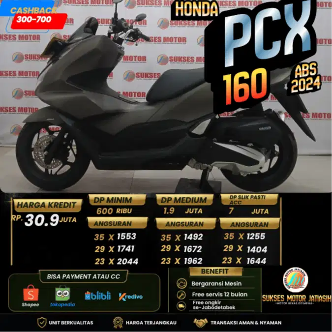 HONDA PCX 160 ABS 2024 KM MASIH RENDAH SIAP GAS BISA CASH DAN KREDIT