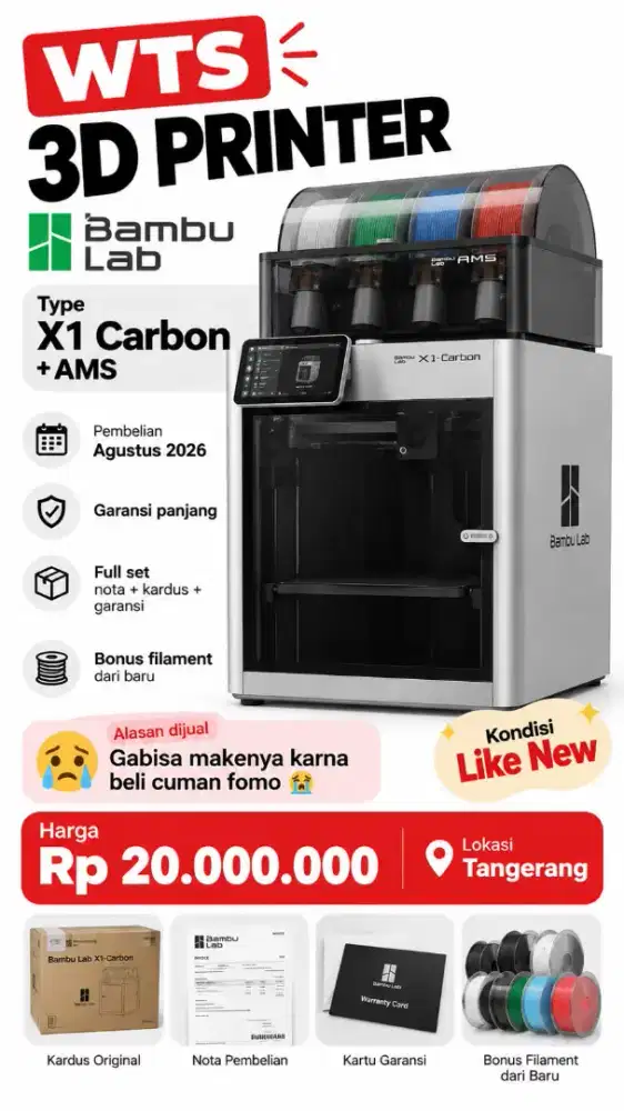 Mesin 3D print x1 carbon AMS