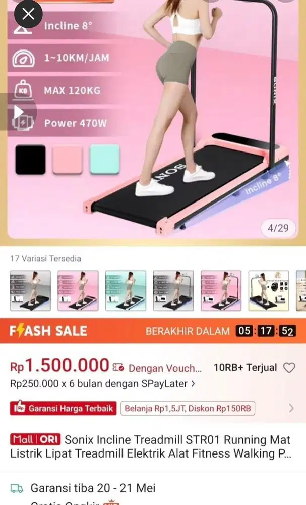 Treadmill sonix pink