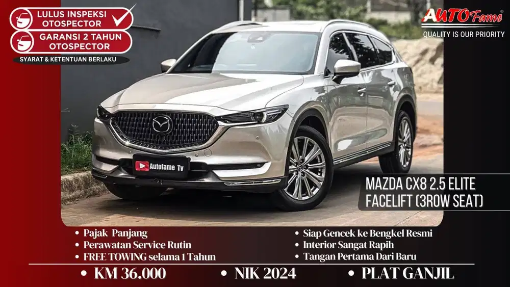 KM 36.000 Mazda CX8 2.5 Elite Facelift (3Row Seat) Pemakaian 2025 Full