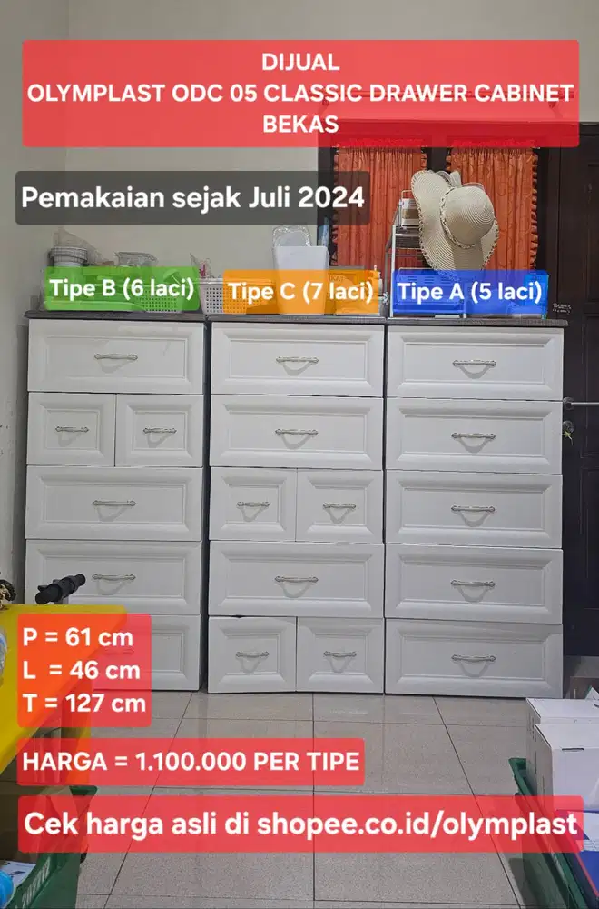 JUAL LEMARI PLASTIK OLYMPLAS  KLASIK ESTETIK