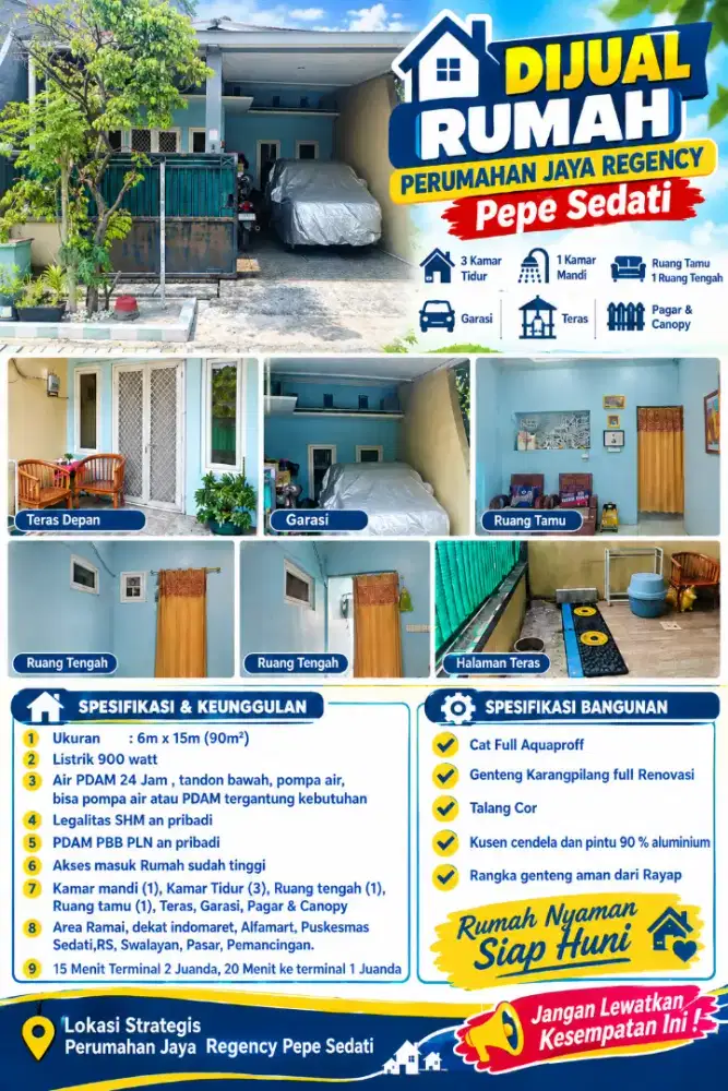 Dijual rumah siap huni full renovasi cat aquaproff Desa Pepe sedati
