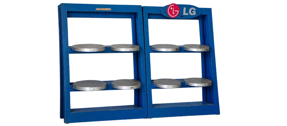 Rak Display Toko Bekas - Rangka Biru, Tatakan Lingkaran