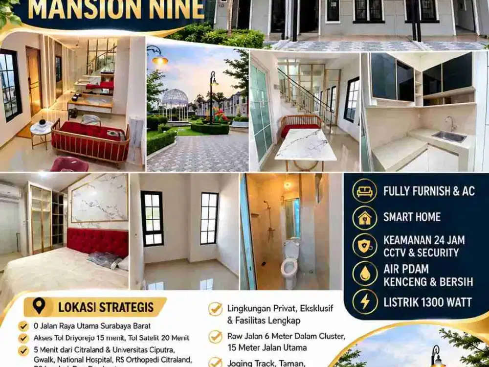 Dijual / disewa rumah Mansion Nine Lakarsantri