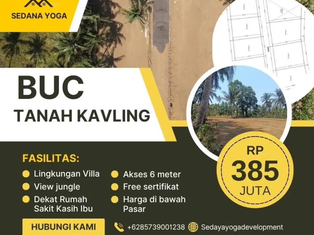 BUC Tanah Kavling Lingkungan Villa Suasana Jungle di Saba Gianyar Bali