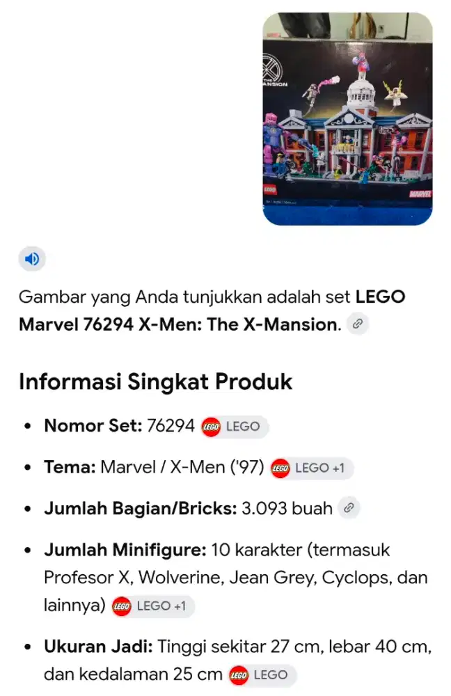 Dijual Lego Marvel 76294 X-Men: the X-Mansion