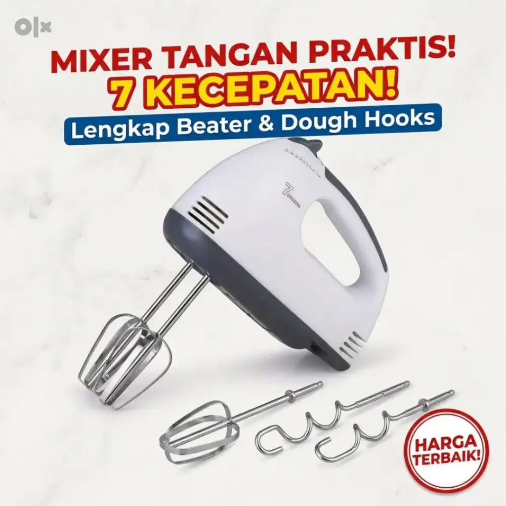 Hand Mixer Mini 7 Kecepatan Praktis untuk Adukan Kue Bolu & Dough Roti