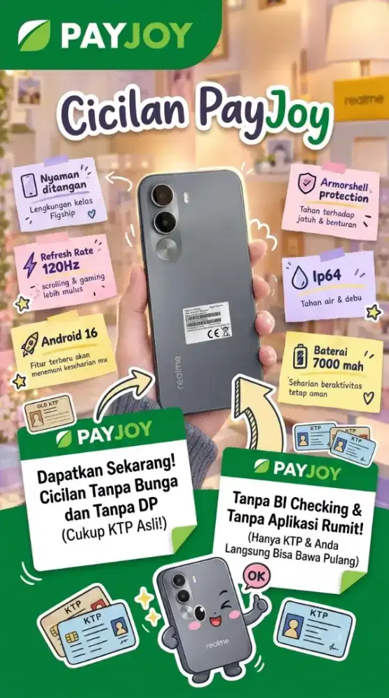 Skor Kredit Buruk?Tenang realme C100i NFC via PayJoy,Bebas BI Checking