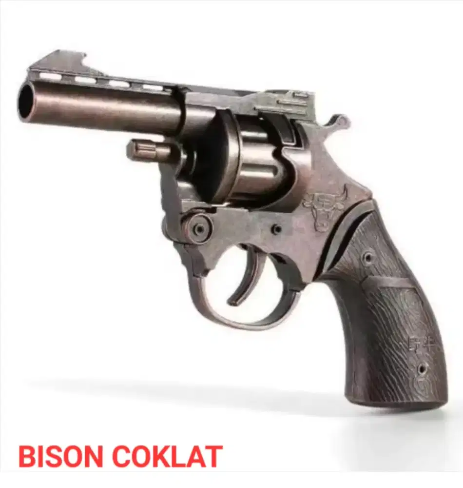 Mainan anak logam antik tipe bison warna coklat