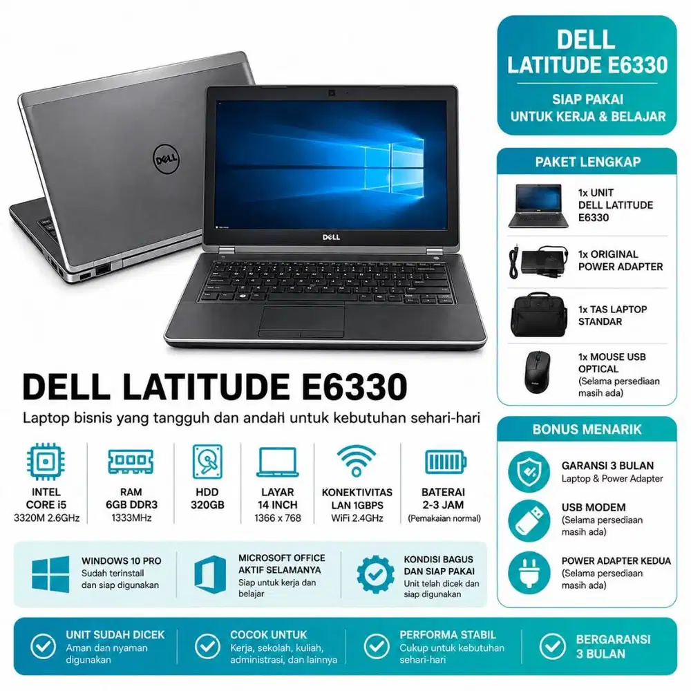 Dell Latitude E6330 | Core i5-3320M | RAM 6GB | HDD 320GB