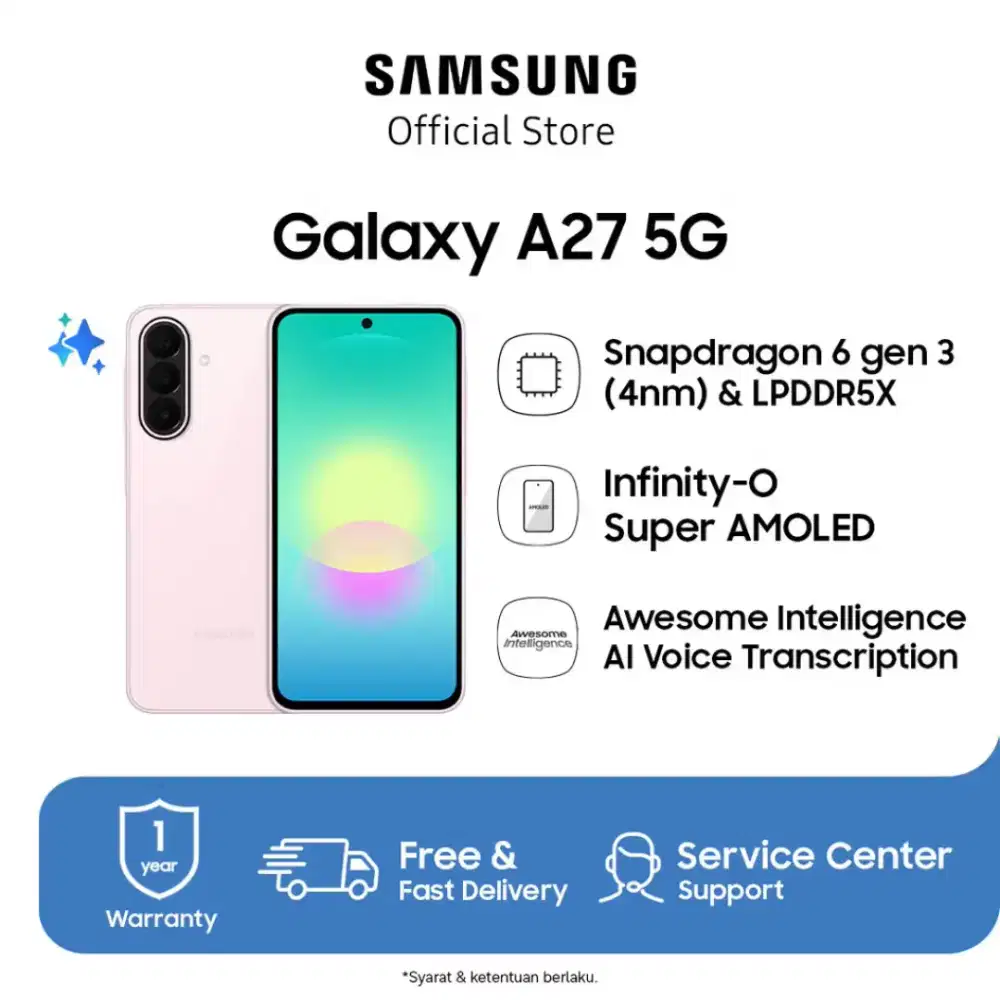 SAMSUNG GALAXY A27 5G RAM 8/256GB-NEW SEGEL & GARANSI RESMI SEIN 100%