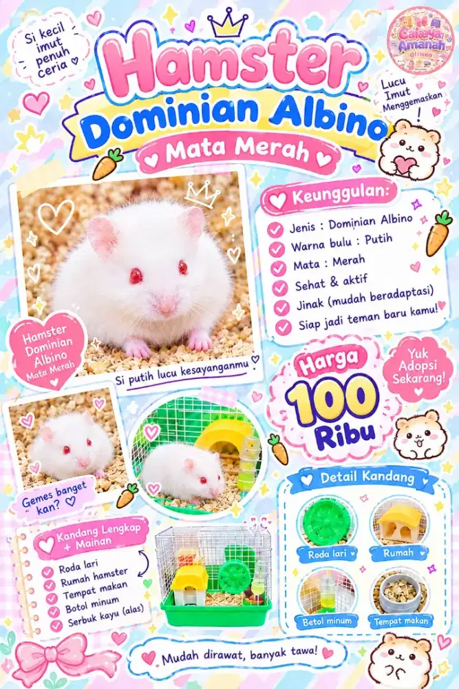 Dijual Hamster jenis Dominian mata merah