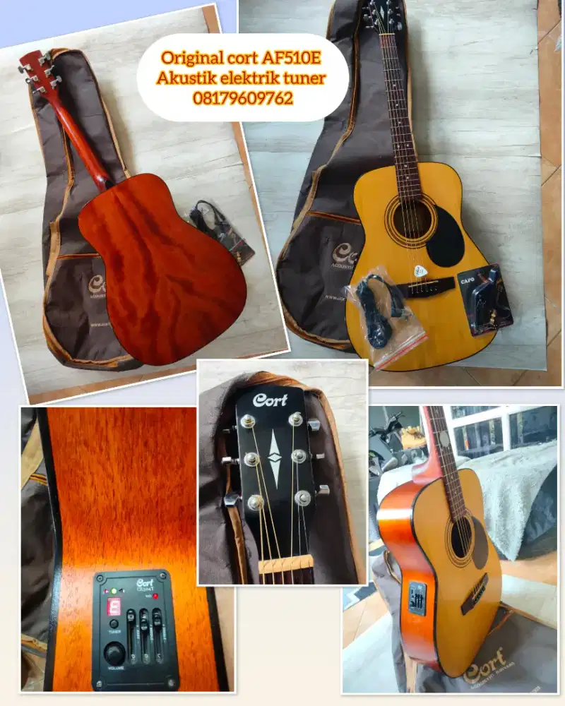 Gitar akustik elektrik cort af510e original lengkap tinggal pakai