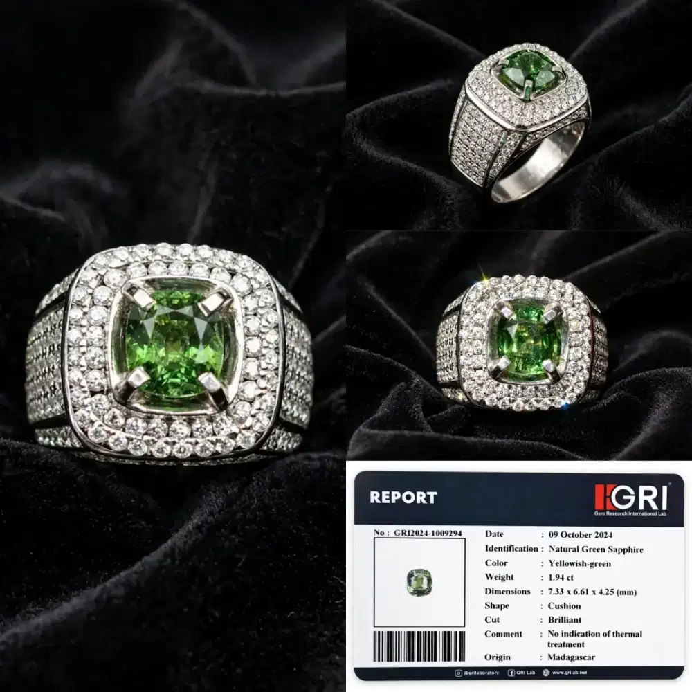 Green Sapphire No Heat Madagaskar 1.94 ct Kristal Body Glass