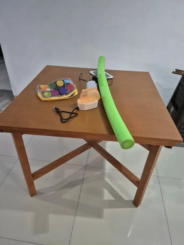 Meja kayu jati belanda persegi mahjong