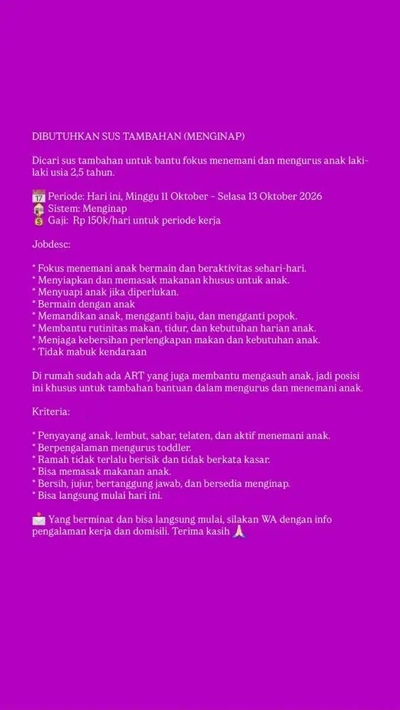 SUSTER INFAL DI BANGKA
