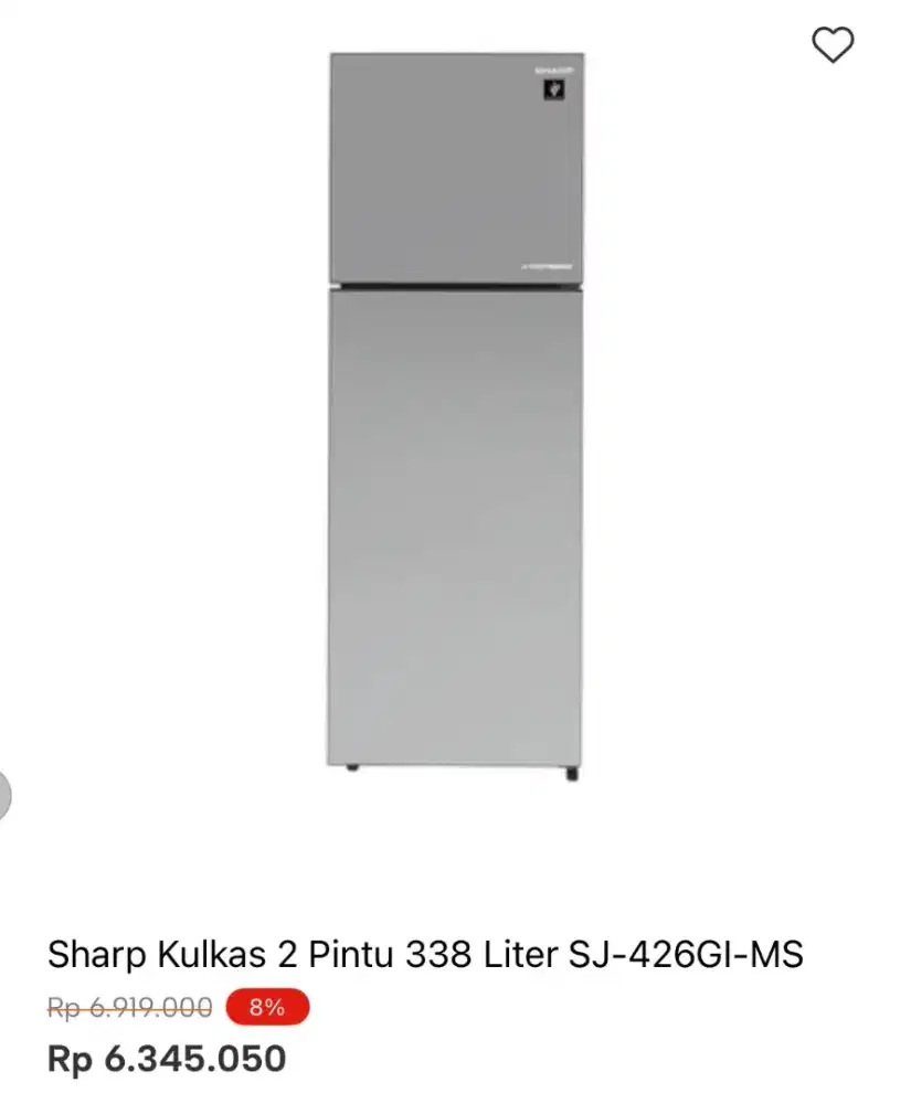 KULKAS SHARP 2 PINTU SJ-426GI-MS 338LTR