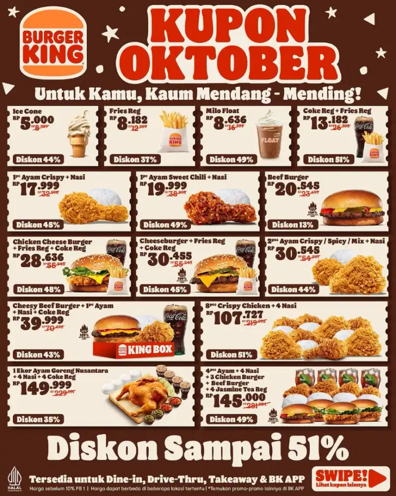 Oktober makin hemat bareng voucher kupon Burger King