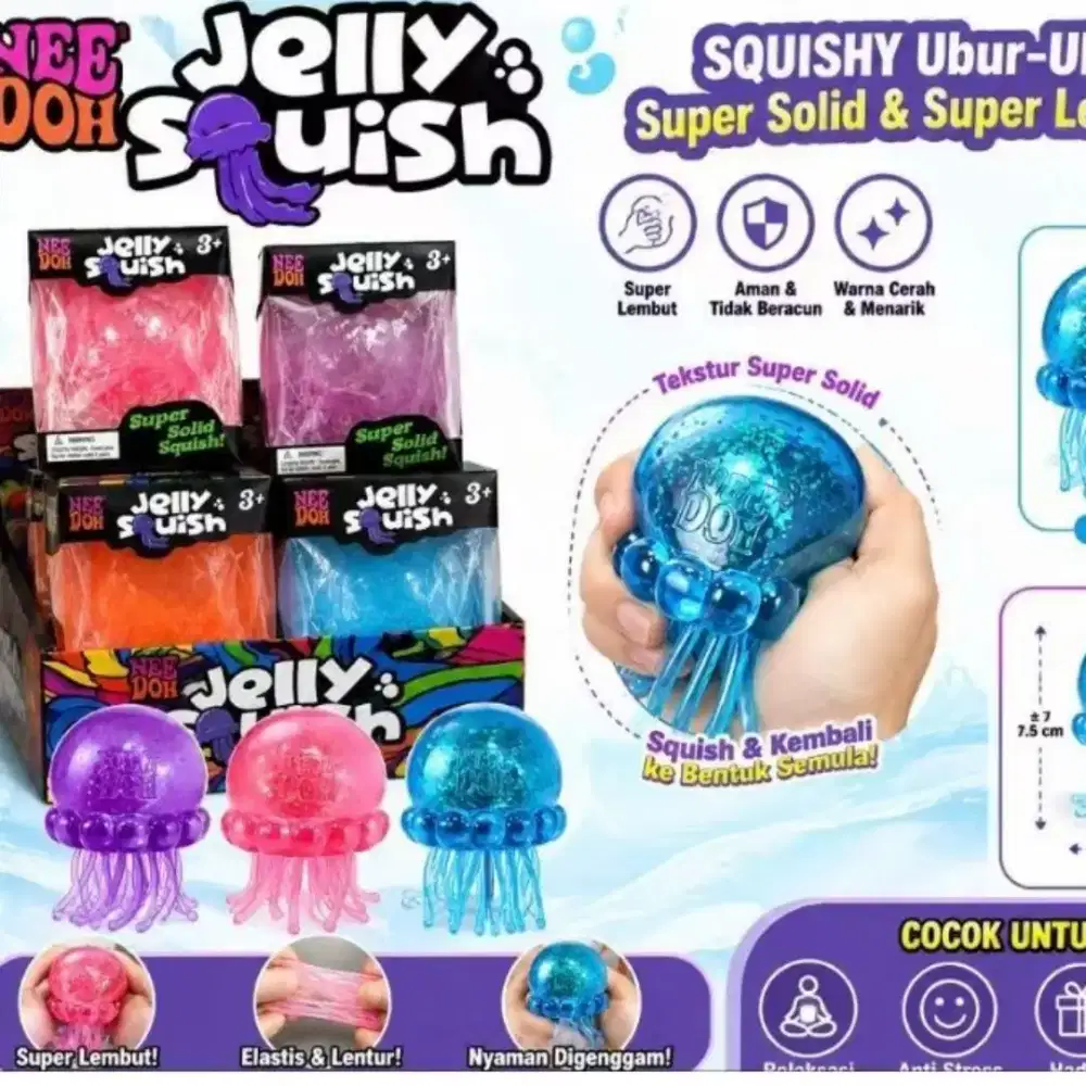 Mainan anak squishy Nee doh Jelly Fish anti setres