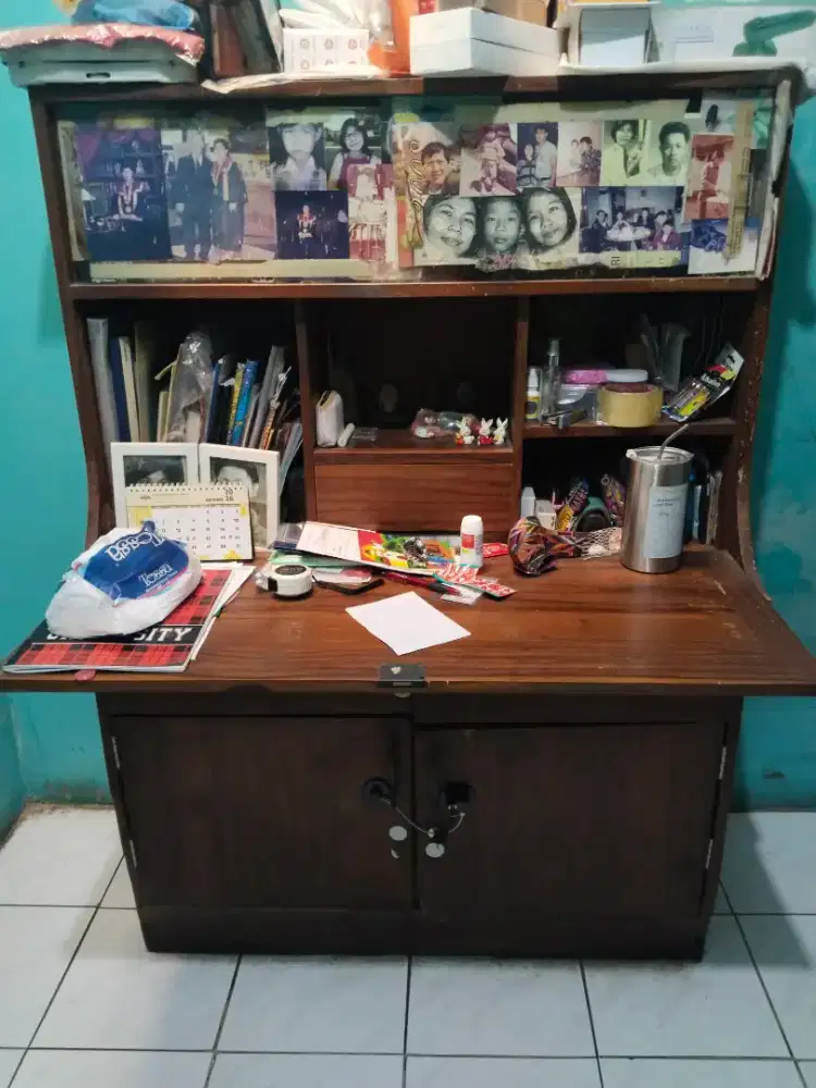 Meja belajar dr kayu jati asli