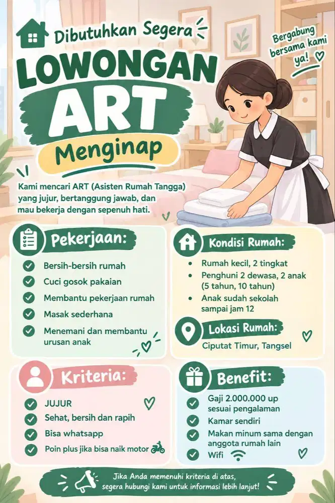 Lowongan ART menginap