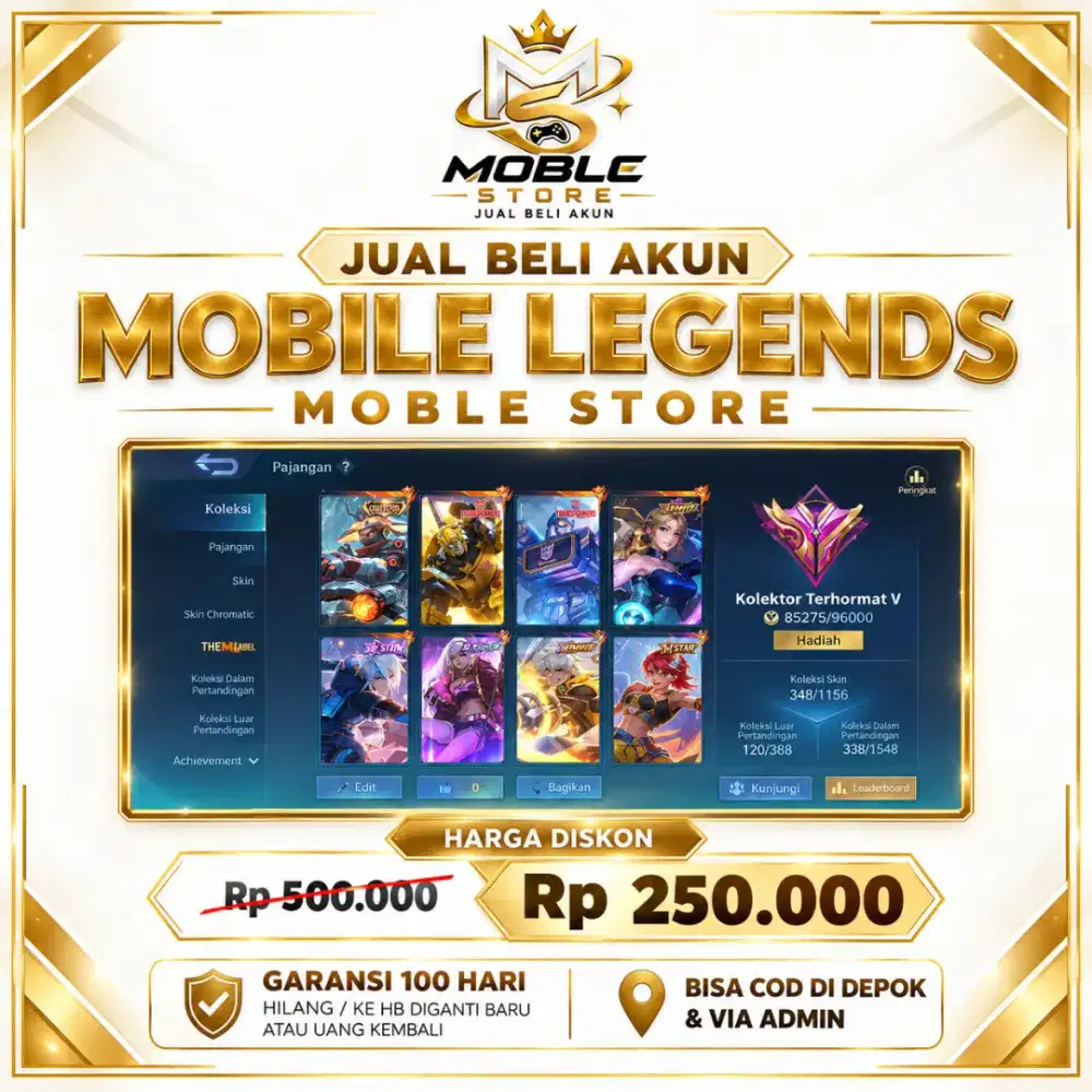 JUAL AKUN MOBILE LEGENDS HARGA 250K