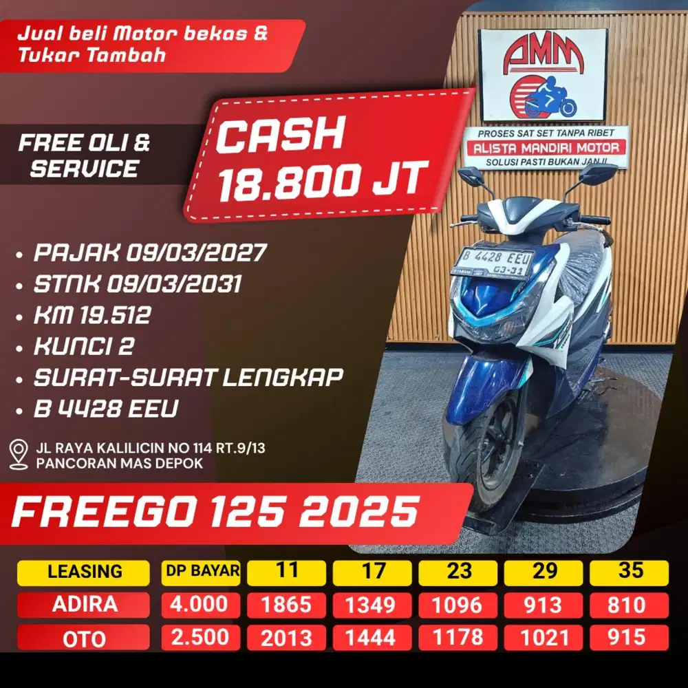 FREEGO 125 2025 PAJAK HIDUP KUNCI 2 CASH / KREDIT ALISTA