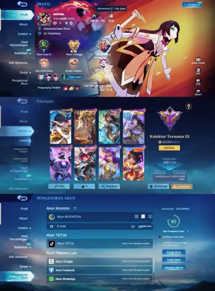JUAL AKUN MOBILE LEGENDS AMAN TERPERCAYA YANG MINAT CHET