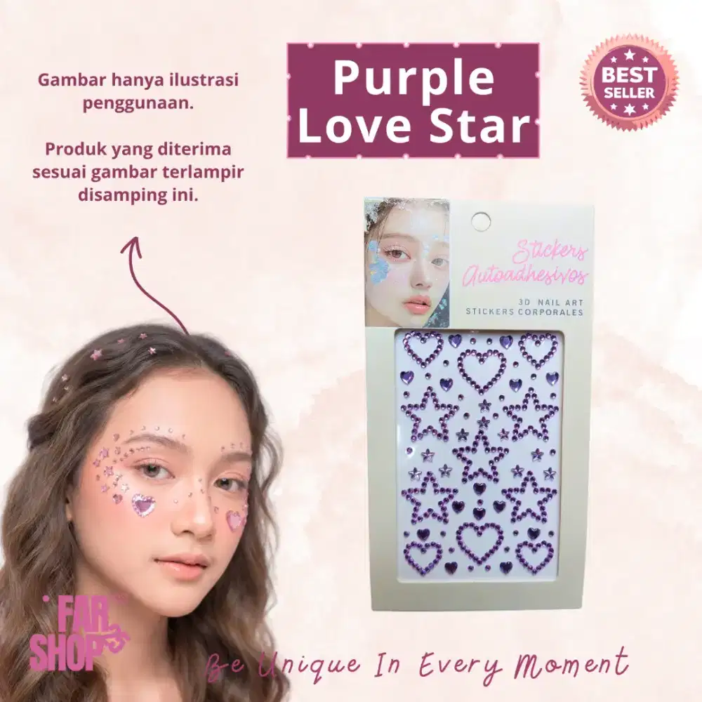 Stiker Wajah & Rambut Crystal Diamond Shiny Elegant Trendy Luxury