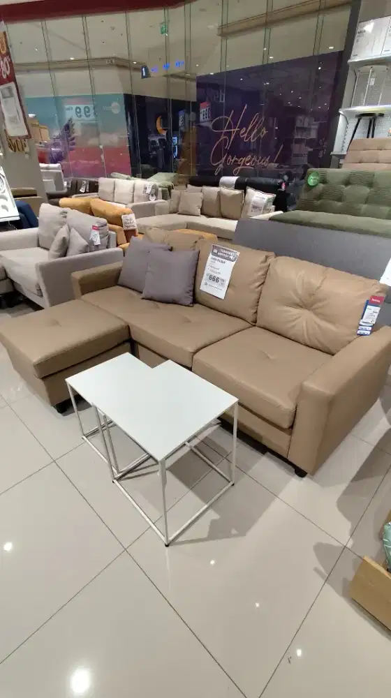 PROMO SOFA L KULIT COKLAT