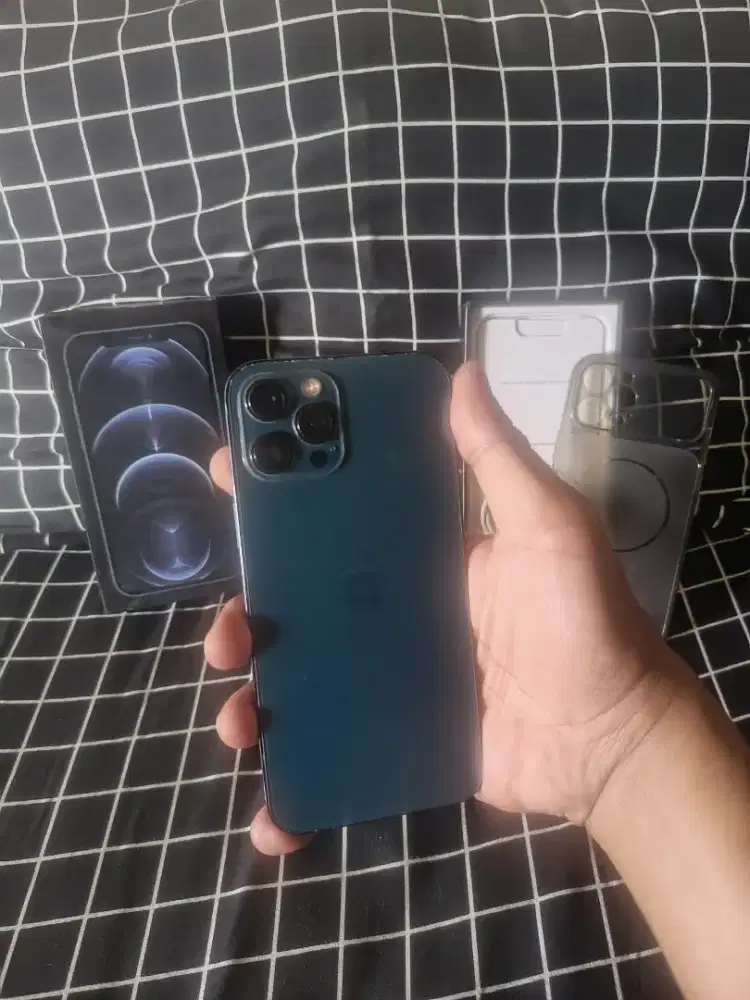 IPHONE 12 PRO MAX 128GB PACIFIC BLUE IBOX GANTIAN LCD DAN BATTERY