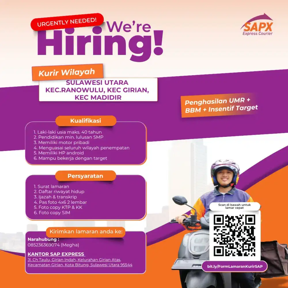 LOKER KURIR DELIVERY DAN PICK UP