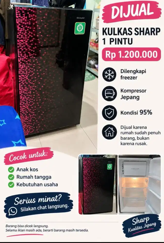 KULKAS SHARP KODE HALAL SJ-X165MG