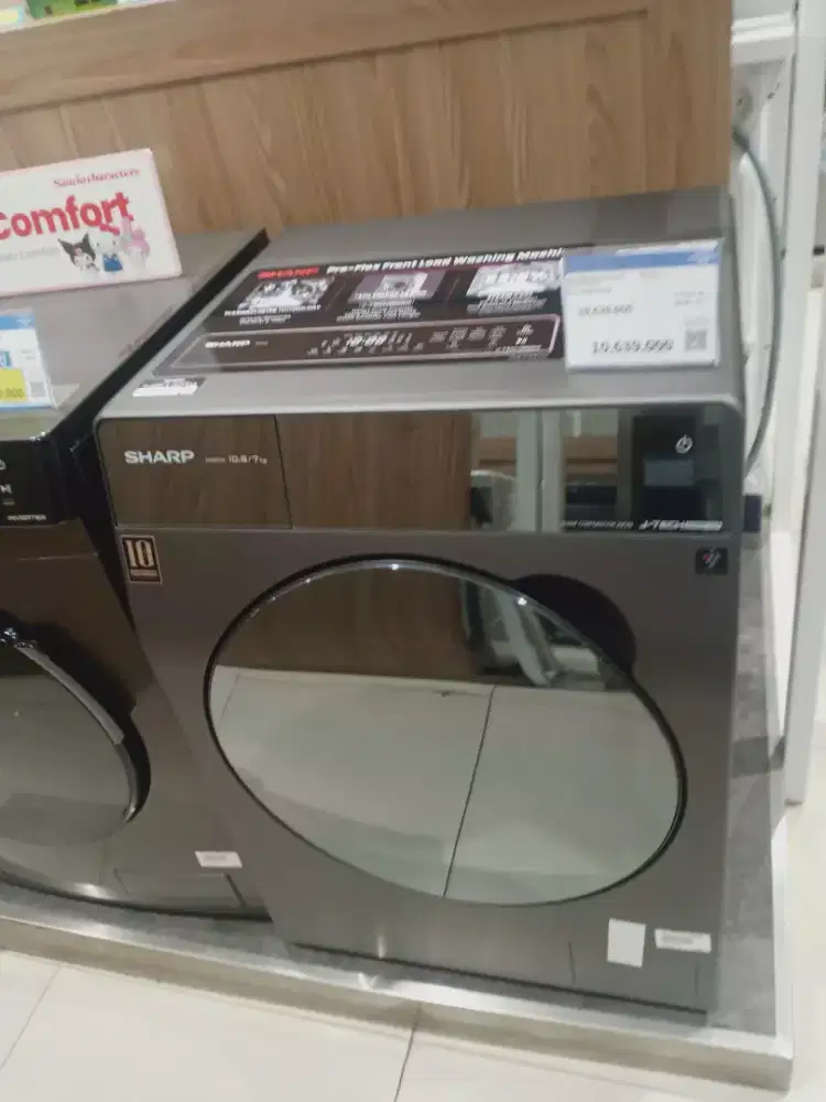 Mesin cuci sharp front loading wash 10kg dry 7kg es-fl1410k resmi