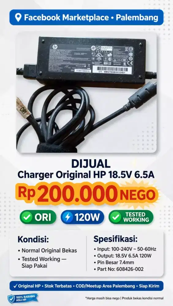 CHARGER ORIGINAL HP