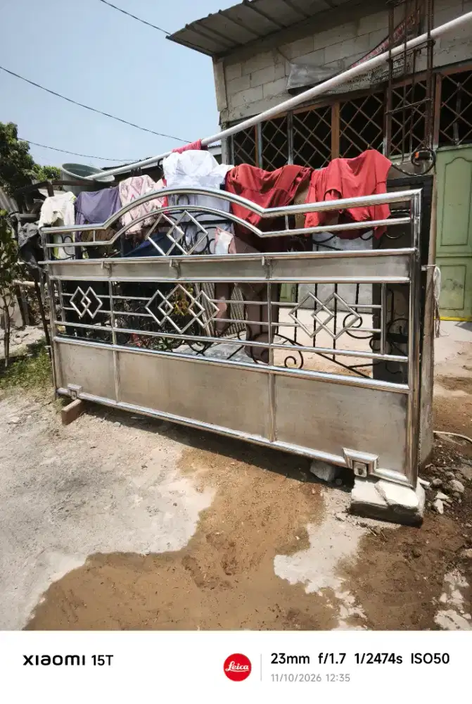 PINTU GERBANG PAGAR PAGER STAINLESS DORONG DAN TANAM 287x139