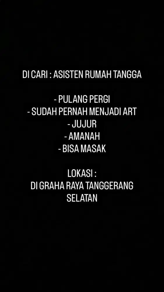 di cari yang mau menjadi ART