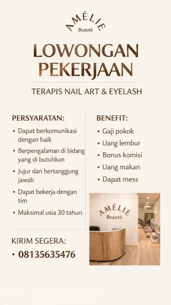 Loker Terapis eyelash dan nail WAJIB BERPENGALAMAN