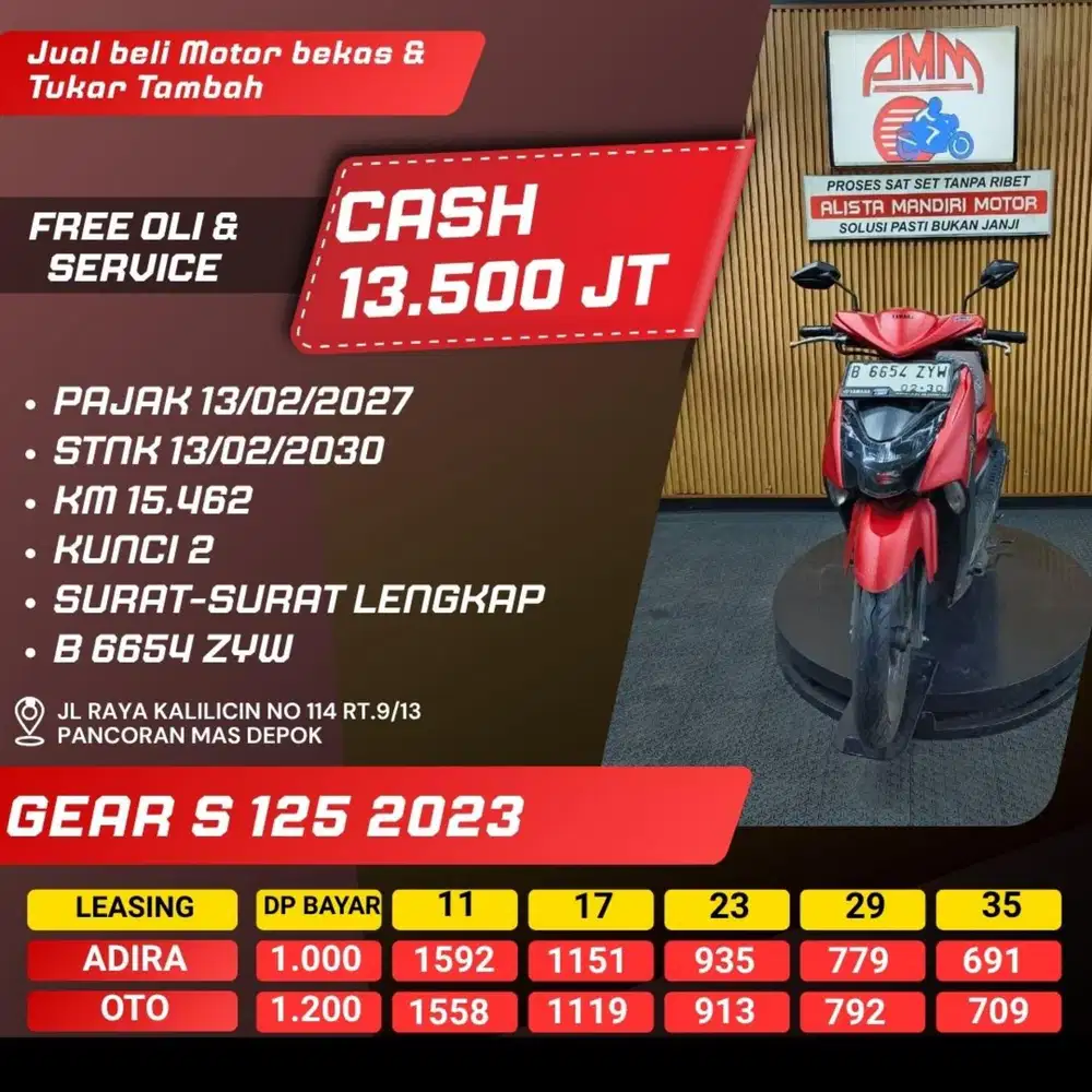GEAR 125 S 2023 PAJAK HIDUP CASH / KREDIT ALISTA