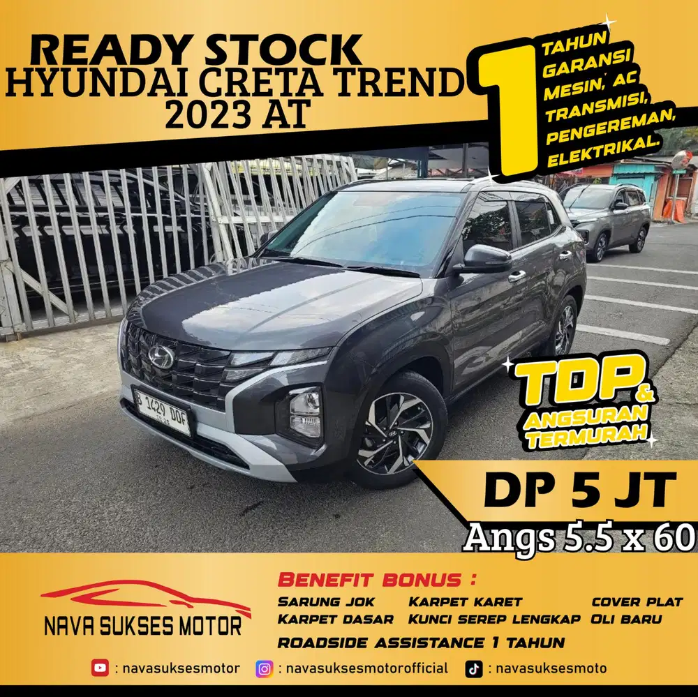 TDP 5 Jt Angs Termurah Hyundai Creta Trend 2023 Matic Abu Abu Low Km