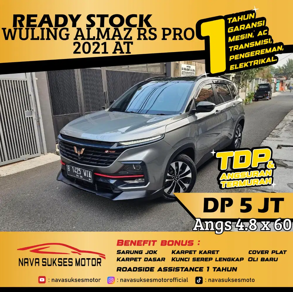 TDP 5 Jt Angs Termurah Wuling Almaz RS Pro 2021 Matic Abu Abu Low Km