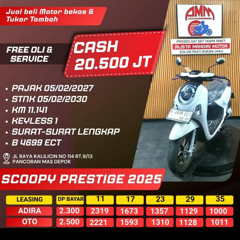 SCOOPY PRESTIGE 2025 PAJAK HIDUP CASH / KREDIT ALISTA