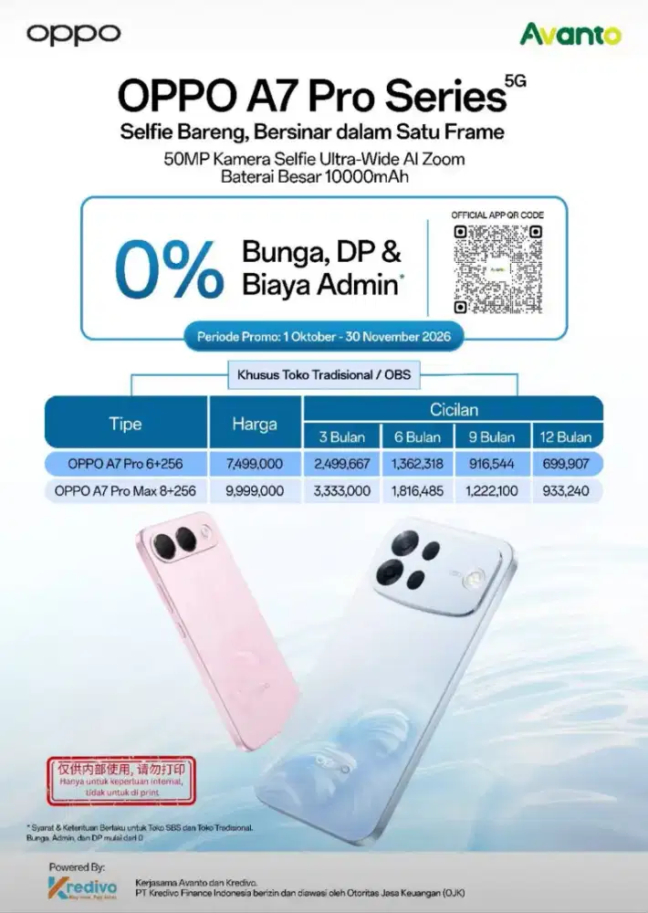 CICILAN HP OPPO 23rb/hari, A7 Pro 5G! Barang Segel, Garansi Blibli!